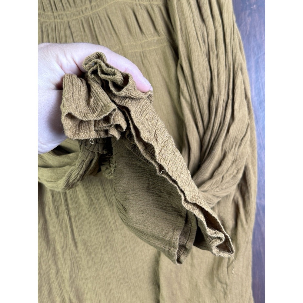 Free People Bohemian Edwardian Beaumont Mews Blouse Top Flate Cuffs Womens Large - Picture 3 of 7